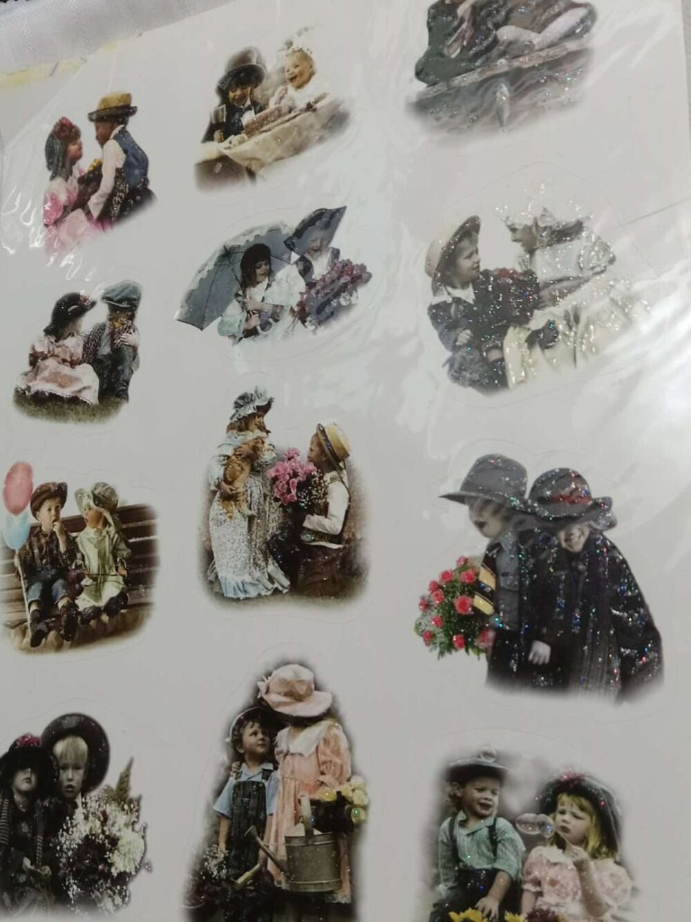 3 copies of a 8X10 page vintage stickers